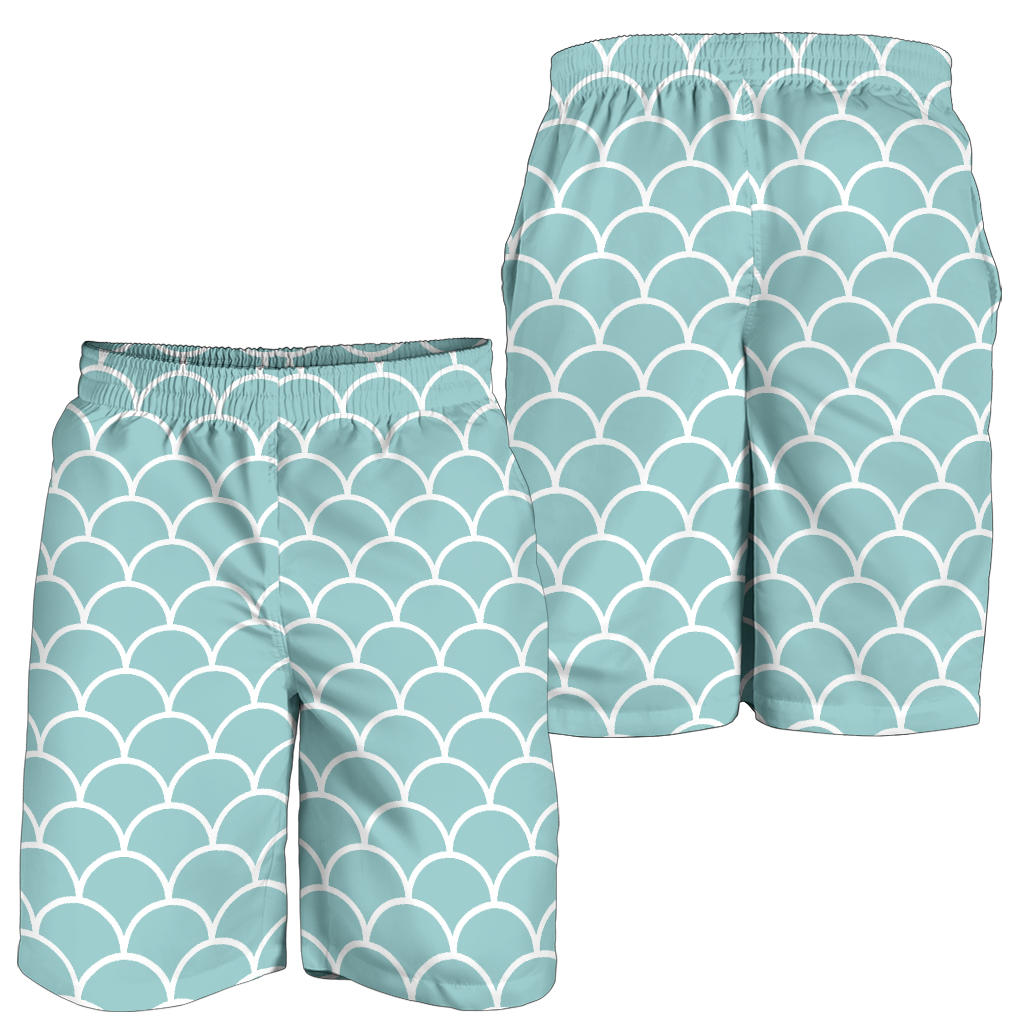 Scales Teal Pattern Print Design 02 Mens Shorts