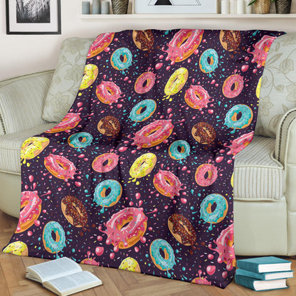 Donut Pattern Print Design DN03 Fleece Blanket