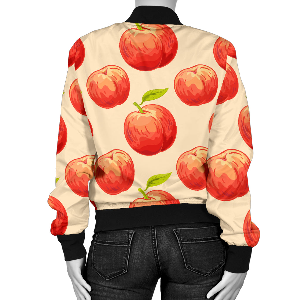 Peach Pattern Print Design A03 Women's Bomber Jacket