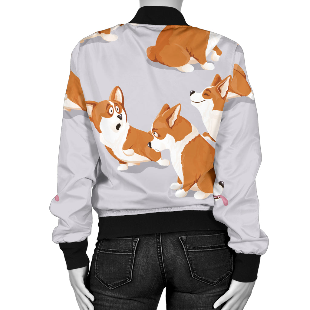 Pembroke Welsh Corgis Pattern Print Design A04 Women's Bomber Jacket