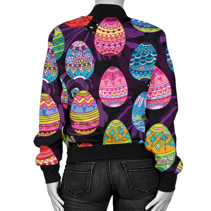 Easter Eggs Pattern Print Design RB08 Women Bomber Jacket