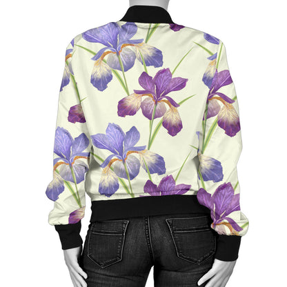 Iris Pattern Print Design IR08 Women Bomber Jacket