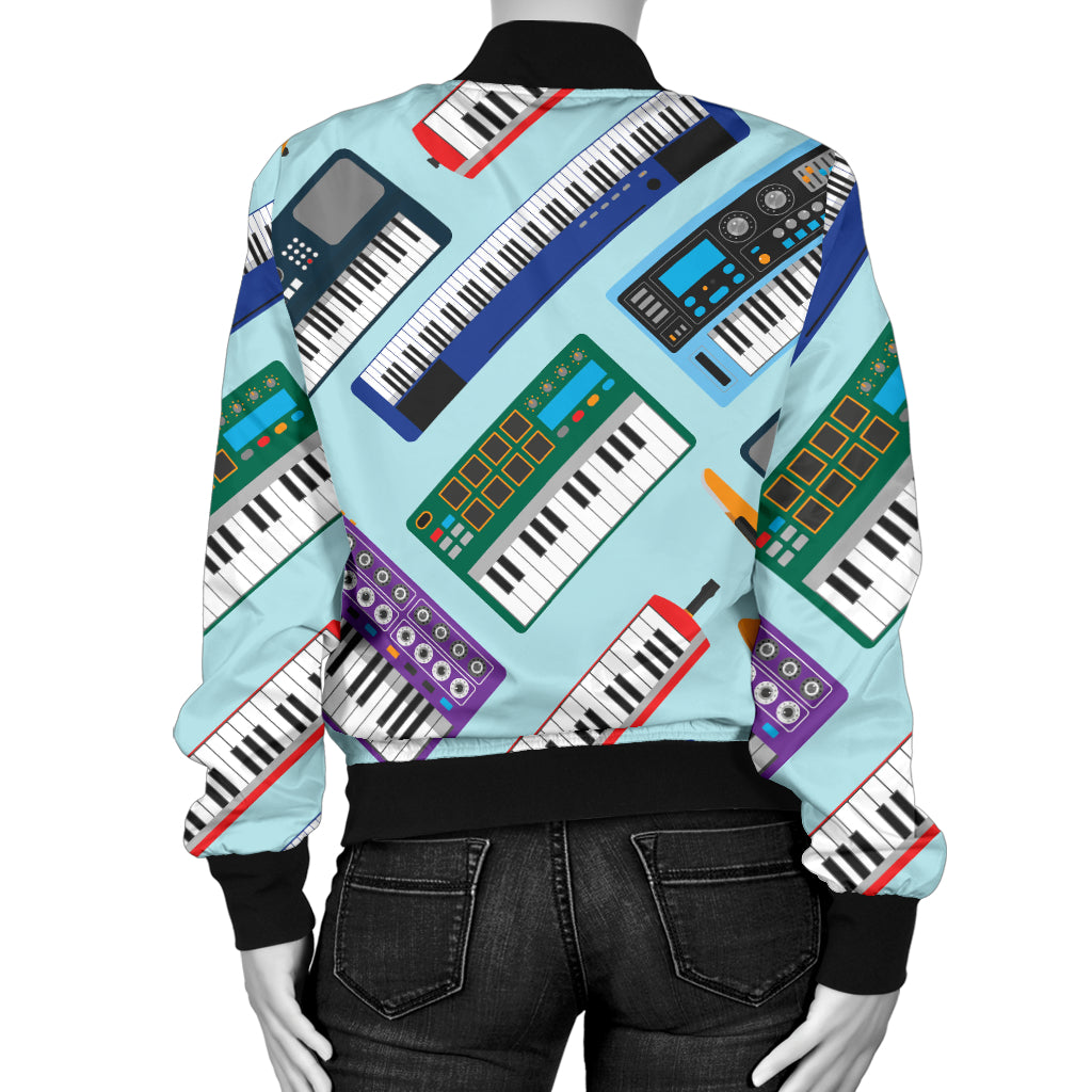 Synthesizer Pattern Print Design 02 Women's Bomber Jacket