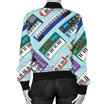 Synthesizer Pattern Print Design 02 Women's Bomber Jacket