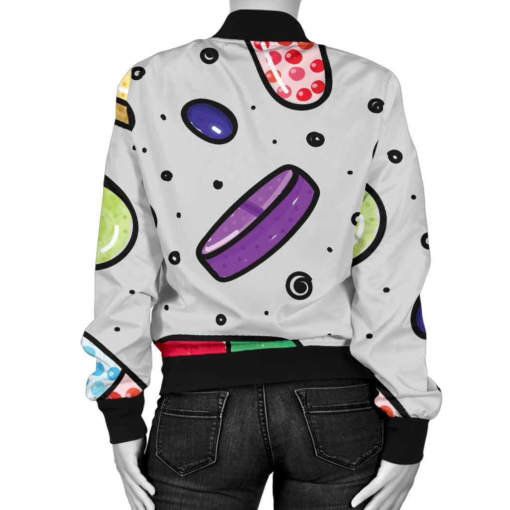 Pill Pattern Print Design A04 Women's Bomber Jacket