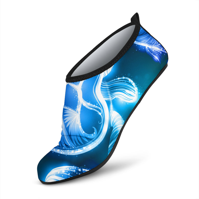 Blue Neon Sea Turtle Print Aqua Water Shoes