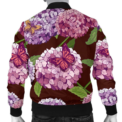 Hydrangea Pattern Print Design HD08 Men Bomber Jacket
