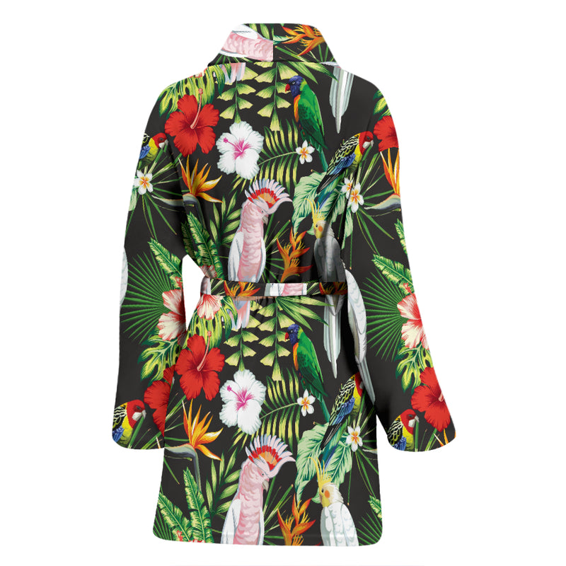 Tropical Flower Pattern Print Design TF03 Women Bathrobe