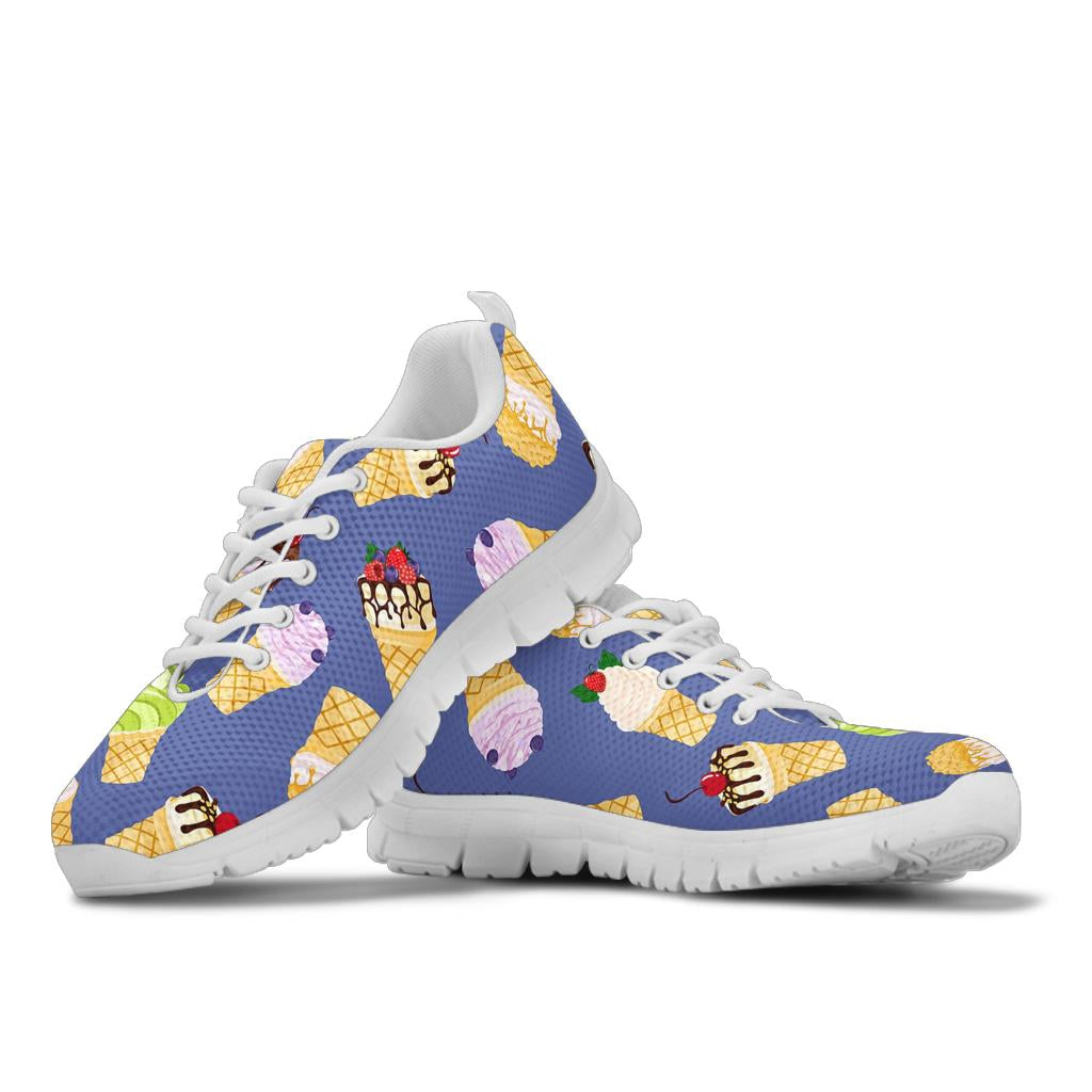 Ice Cream Pattern Print Design IC03 Sneakers White Bottom Shoes