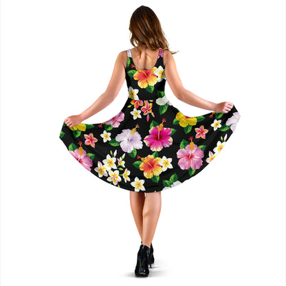 Hibiscus Pattern Print Design HB025 Midi Dress