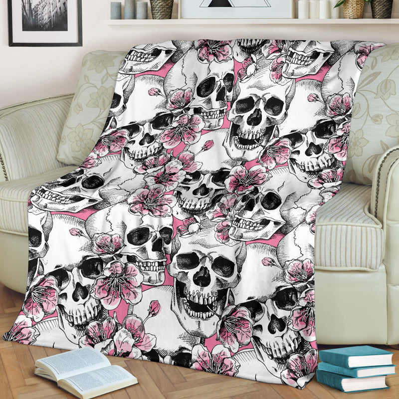 Cherry Blossom Pattern Print Design CB03 Fleece Blanket