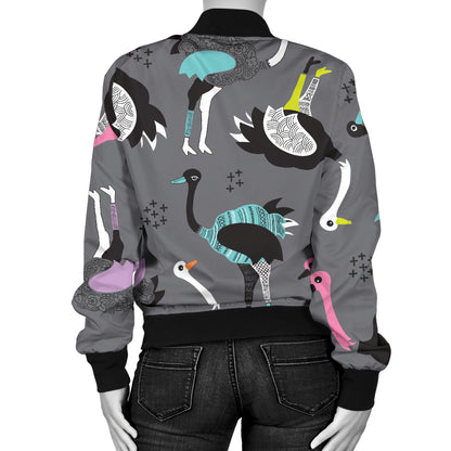 Ostrich Pattern Print Design 01 Women's Bomber Jacket