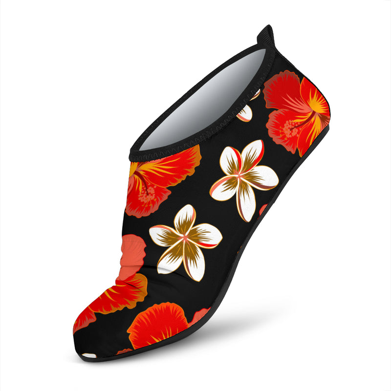 Red Hibiscus Pattern Print Design HB022 Aqua Water Shoes