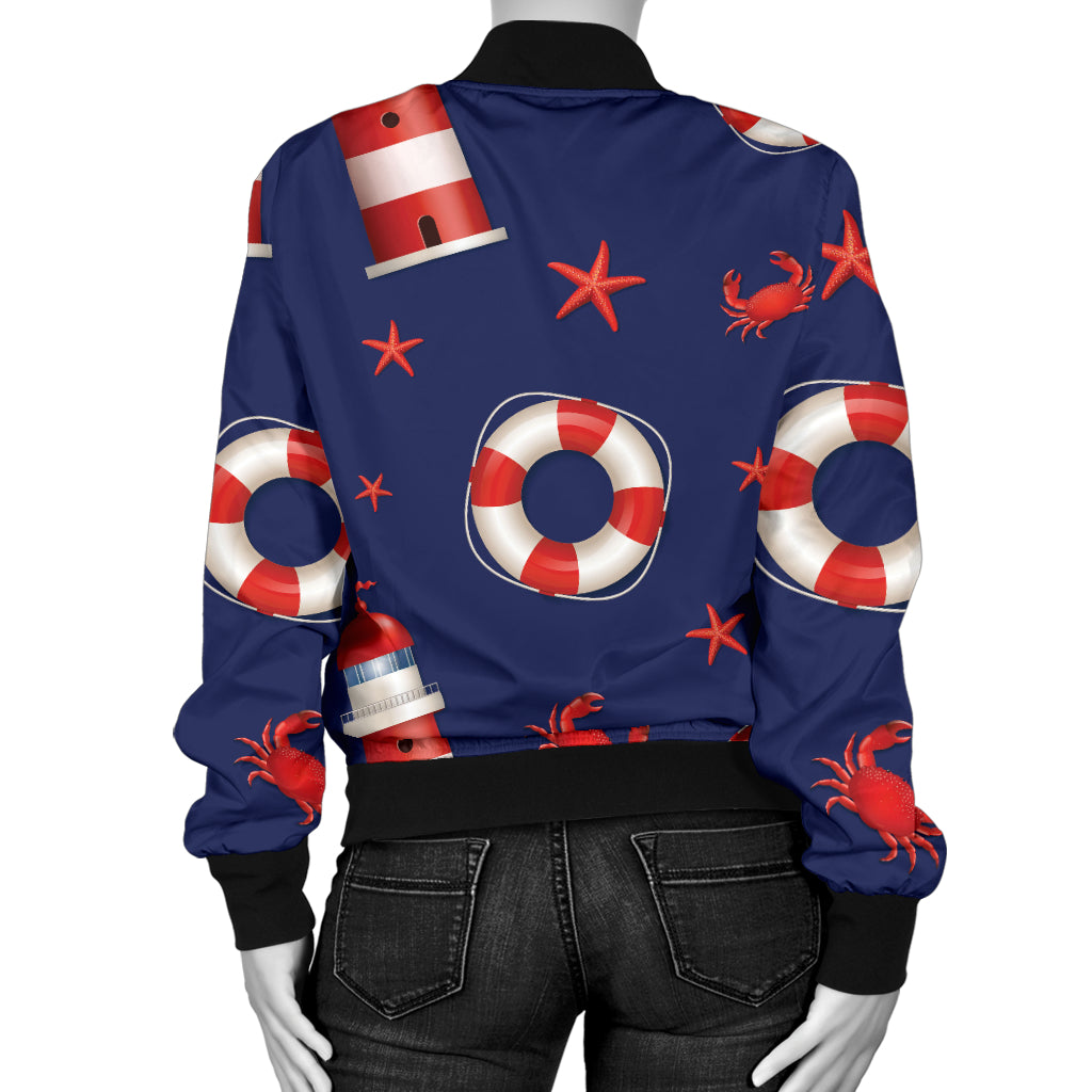 Nautical Pattern Print Design A03 Women's Bomber Jacket