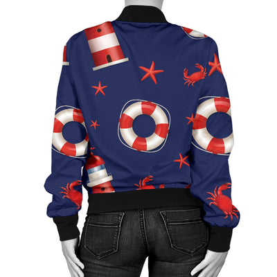 Nautical Pattern Print Design A03 Women's Bomber Jacket