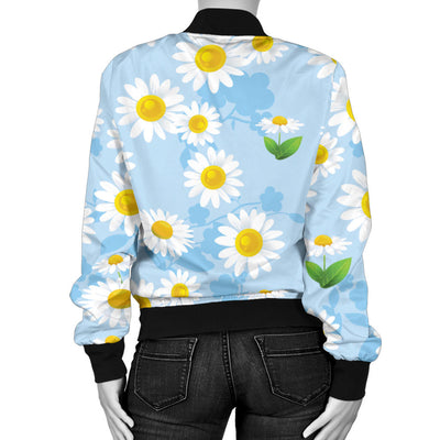 Daisy Pattern Print Design DS010 Women Bomber Jacket