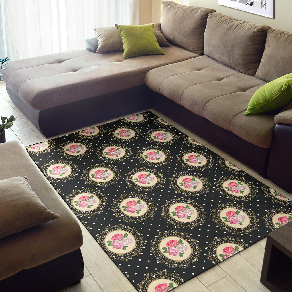 Rose Pattern Print Design RO015 Area Rugs