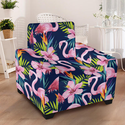 Flamingo Hibiscus Print Armchair Slipcover