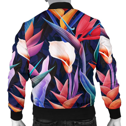 Tropical Flower Pattern Print Design TF023 Men Bomber Jacket