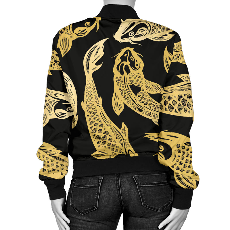 KOI Fish Pattern Print Design 03 Women's Bomber Jacket