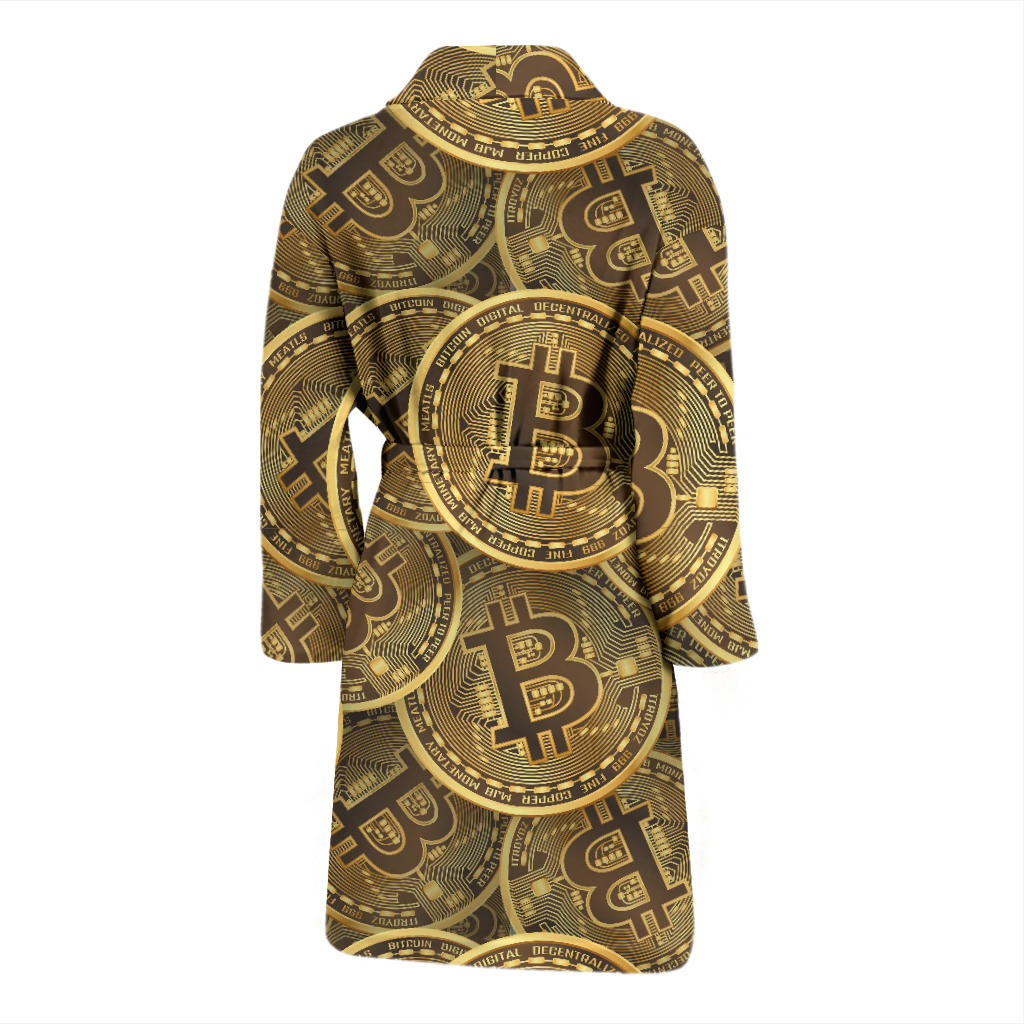 Bitcoin Pattern Print Design DO01 Men Bathrobe