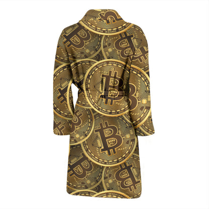 Bitcoin Pattern Print Design DO01 Men Bathrobe