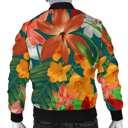 Amaryllis Pattern Print Design AL06 Men Bomber Jacket