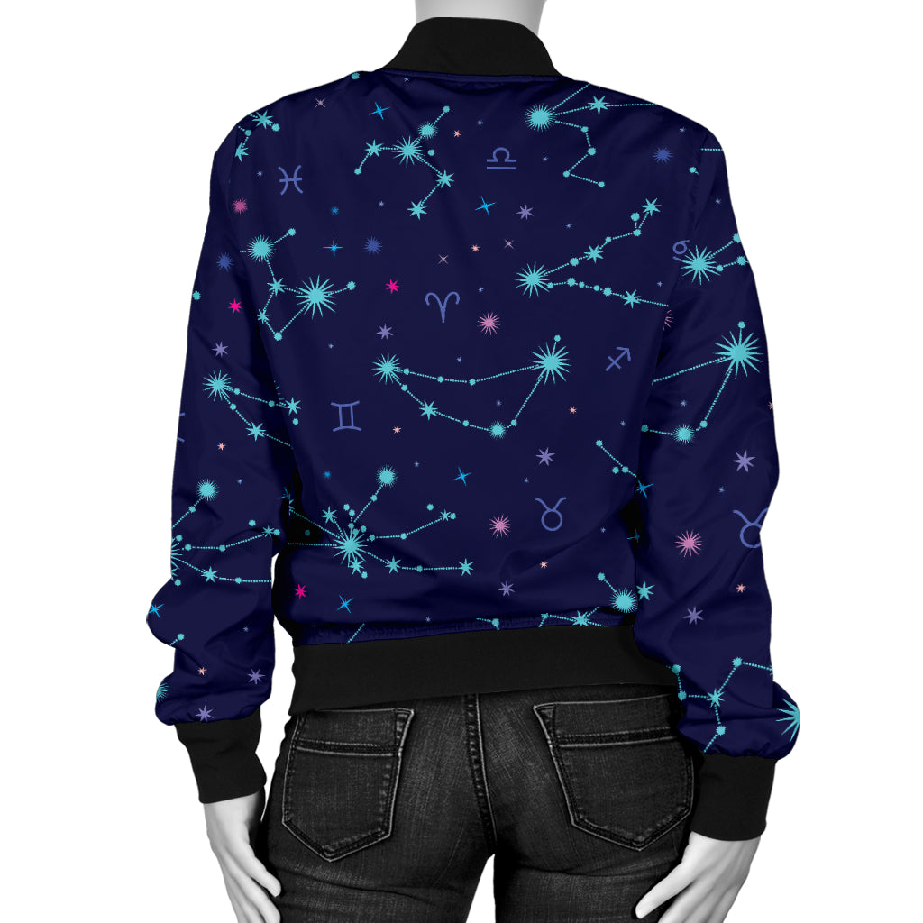 Constellation Pattern Print Design 01 Women's Bomber Jacket