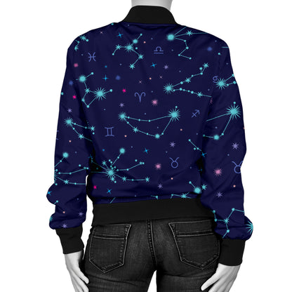 Constellation Pattern Print Design 01 Women's Bomber Jacket