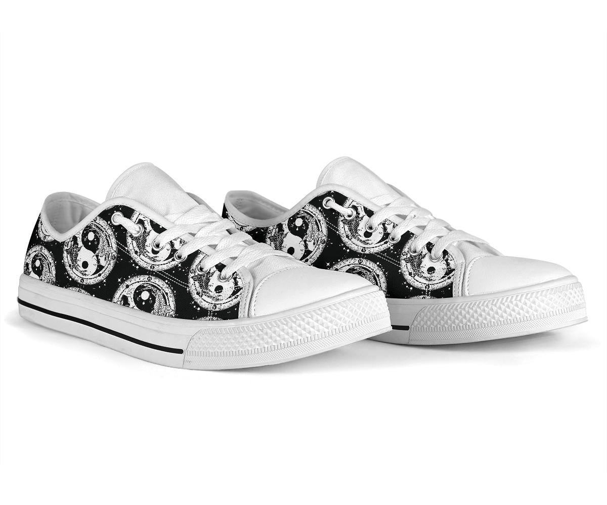 Yin Yang Koi Fish White Bottom Low Top Shoes