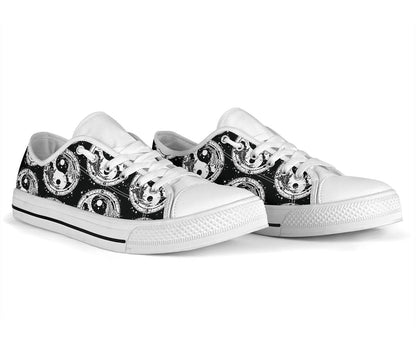 Yin Yang Koi Fish White Bottom Low Top Shoes