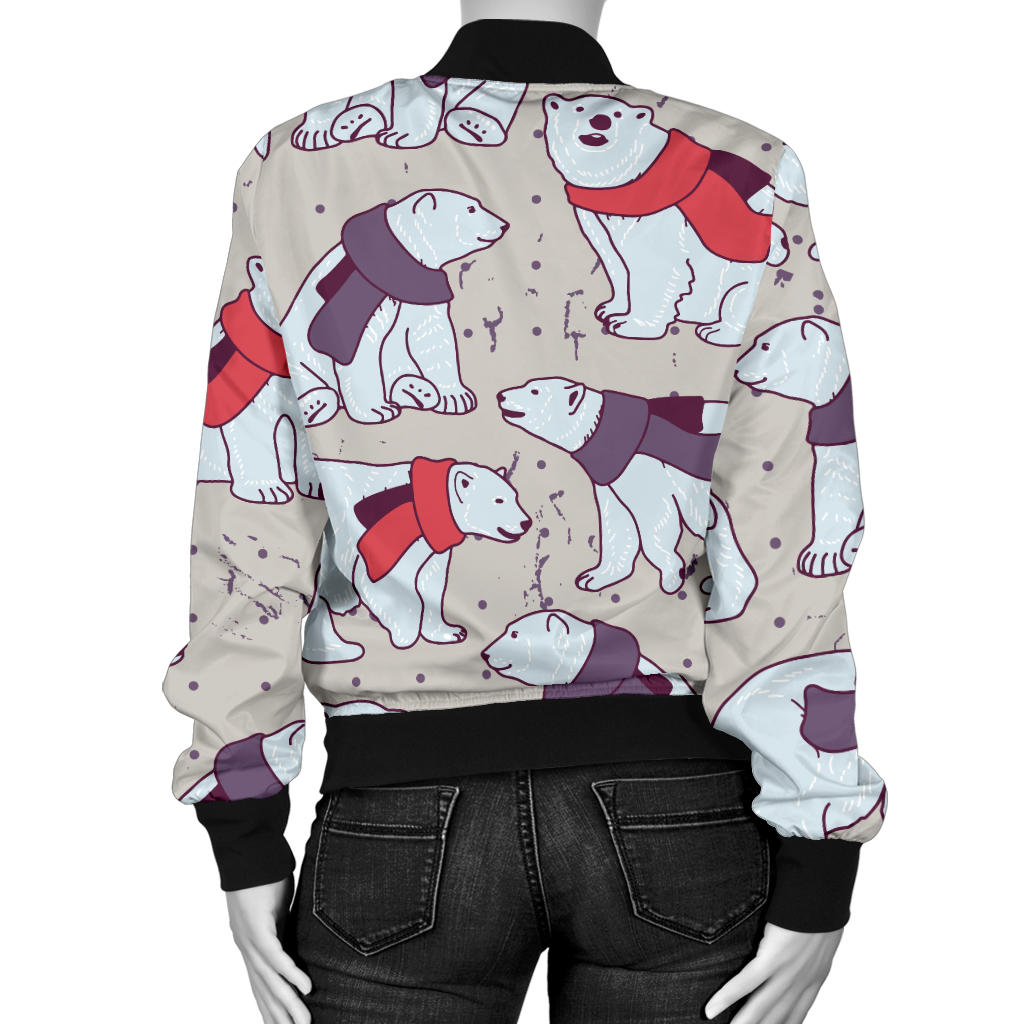 Polar Bear Pattern Print Design PB04 Women Bomber Jacket