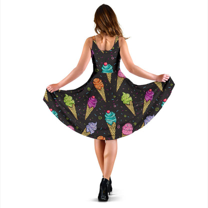 Ice Cream Pattern Print Design IC06 Midi Dress