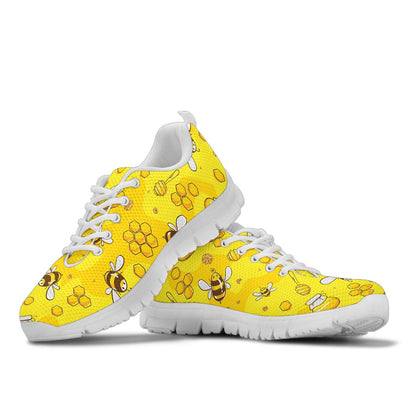 Bee Pattern Print Design BEE01 Sneakers White Bottom Shoes