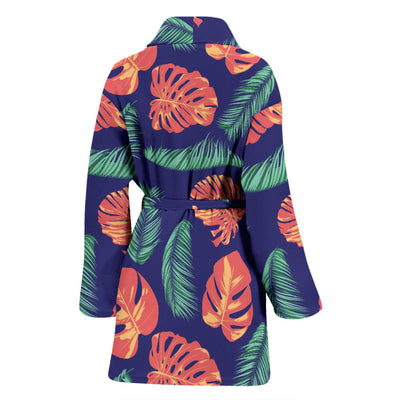 Palm Leaves Pattern Print Design PL011 Women Bathrobe