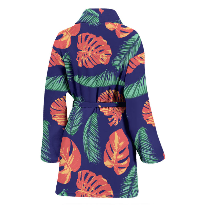 Palm Leaves Pattern Print Design PL011 Women Bathrobe