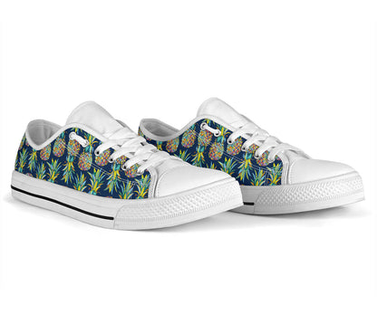Pineapple Color Art White Bottom Low Top Shoes