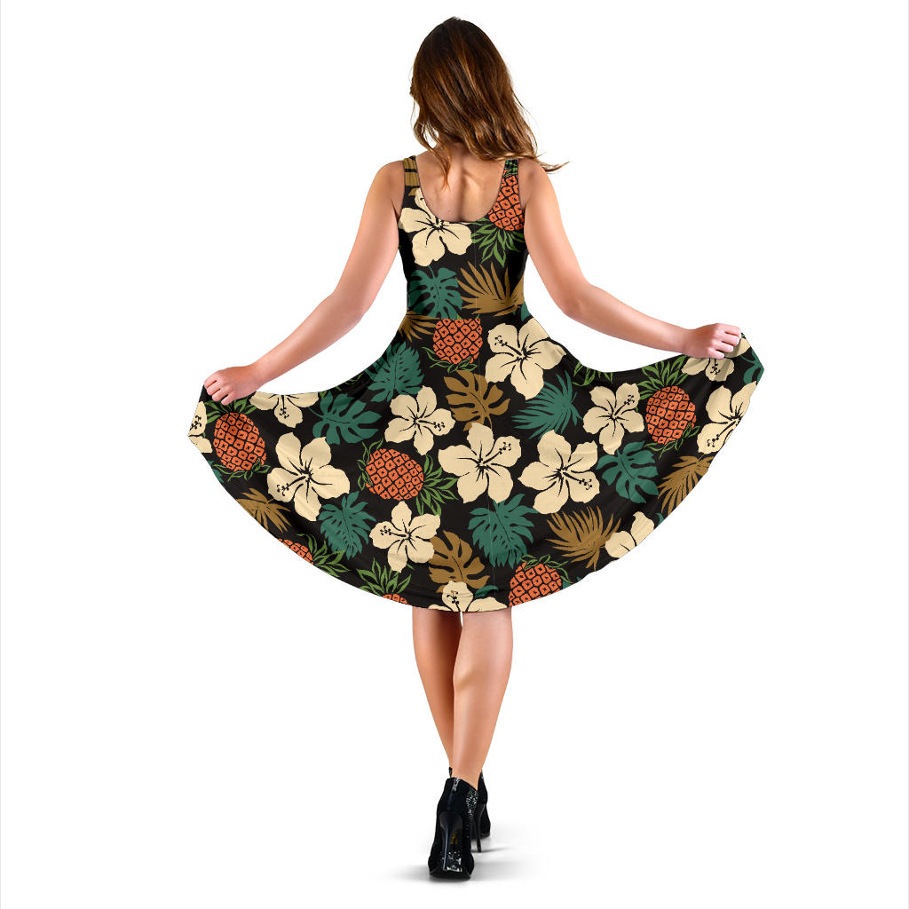 Hawaiian Themed Pattern Print Design H08 Midi Dress