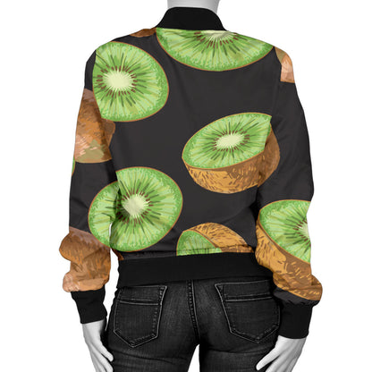 Kiwi Pattern Print Design KW03 Women Bomber Jacket