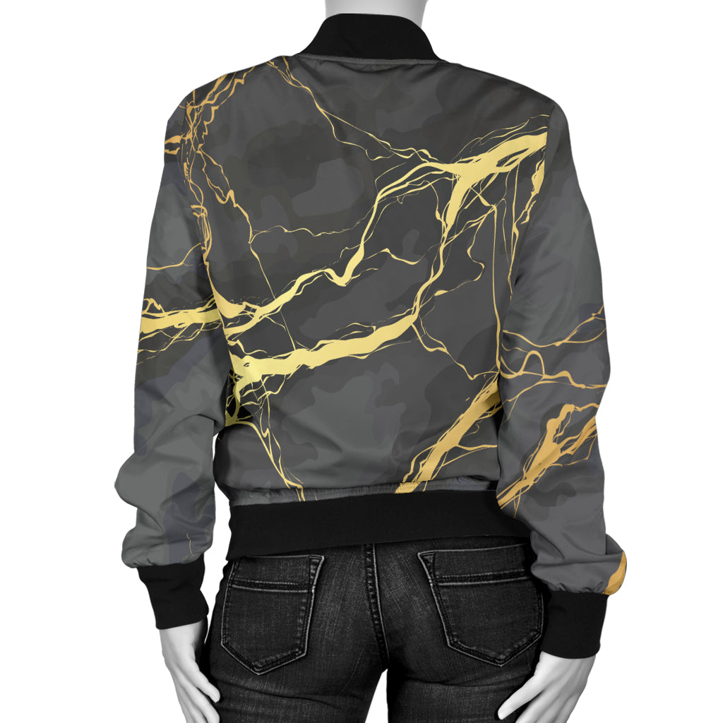 Marble Pattern Print Design 02 Women's Bomber Jacket