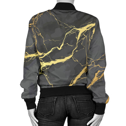 Marble Pattern Print Design 02 Women's Bomber Jacket