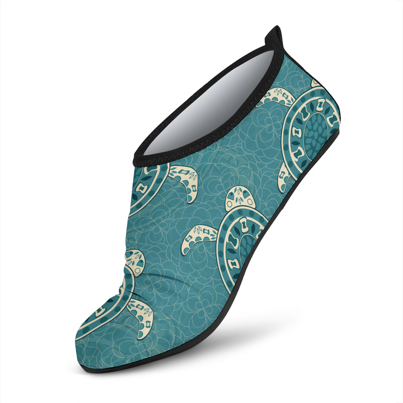 Sea Turtle Pattern Print Design T02 Aqua Water Shoes