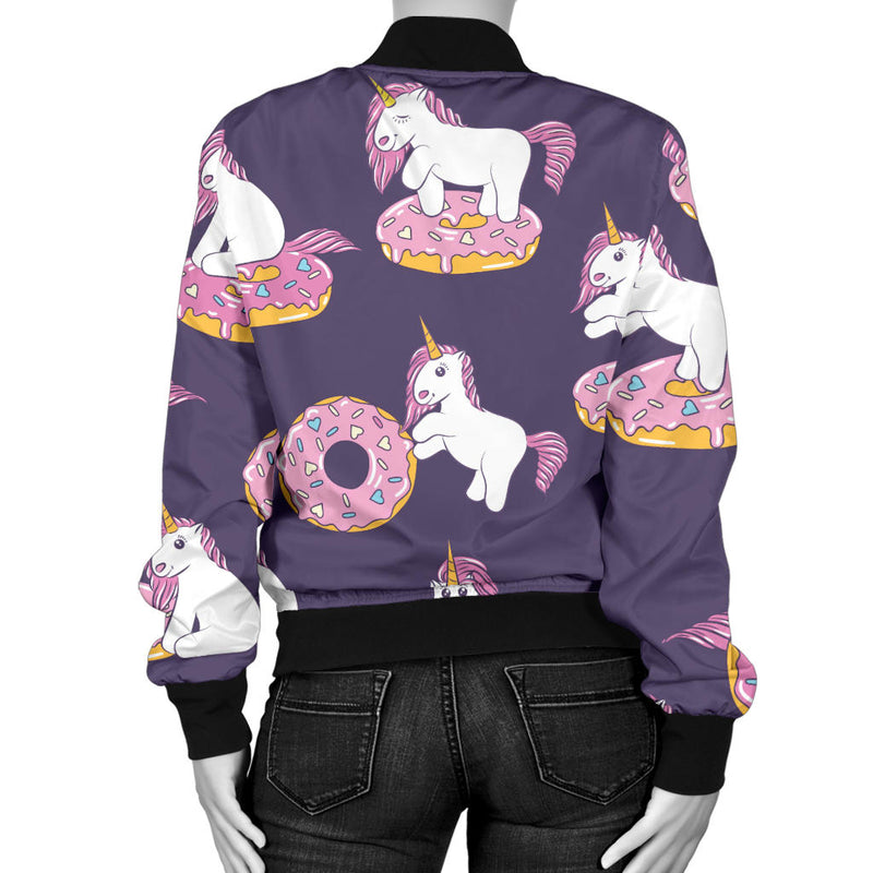 Donut Unicorn Pattern Print Design DN011 Women Bomber Jacket