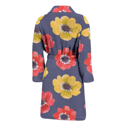 Anemone Pattern Print Design AM010 Men Bathrobe