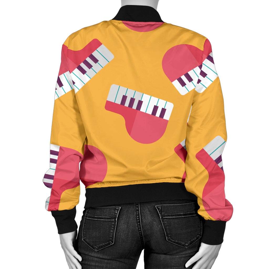 Piano Pattern Print Design 02 Women's Bomber Jacket