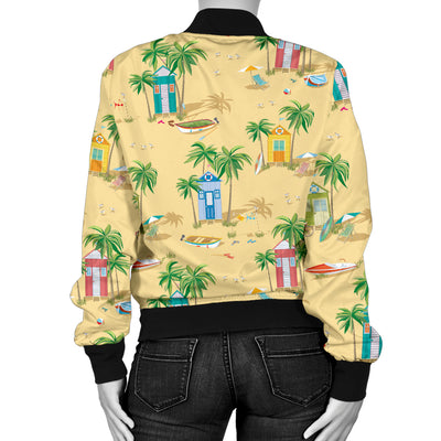 Beach Themed Pattern Print Design 01 Women's Bomber Jacket