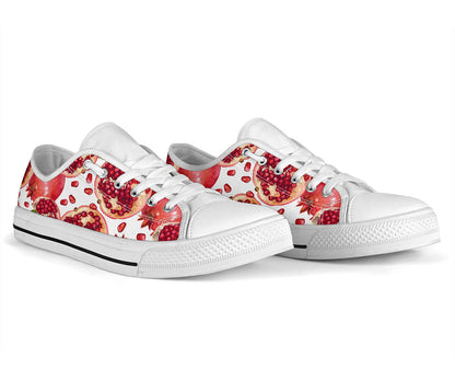 Pomegranate Pattern Print Design PG03 White Bottom Low Top Shoes