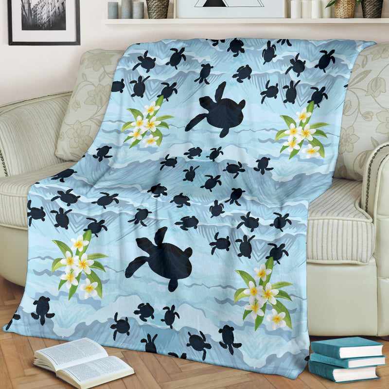 Sea Turtle Pattern Print Design T011 Fleece Blanket