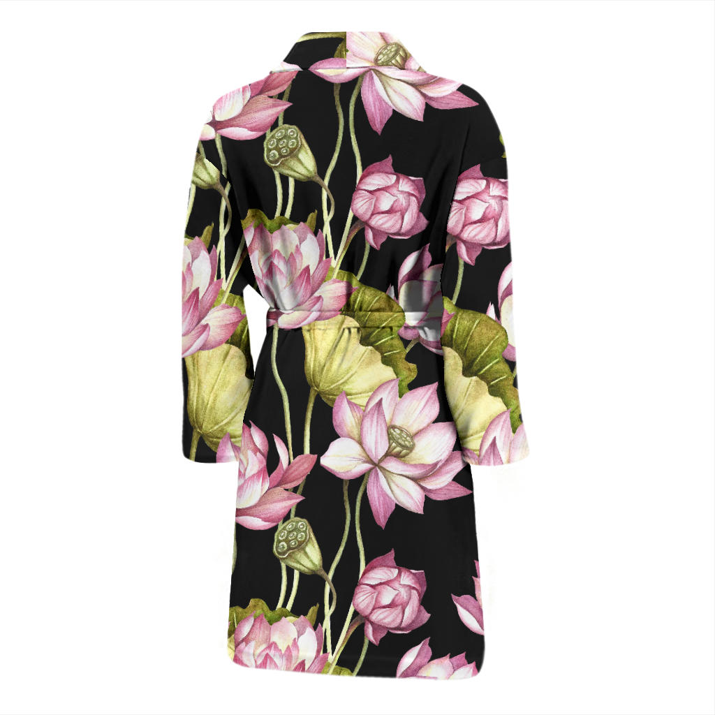 Water Lily Pattern Print Design WL06 Men Bathrobe