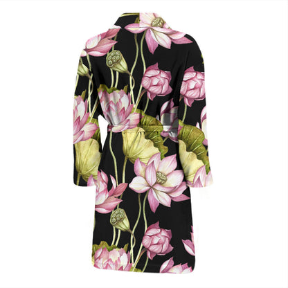 Water Lily Pattern Print Design WL06 Men Bathrobe